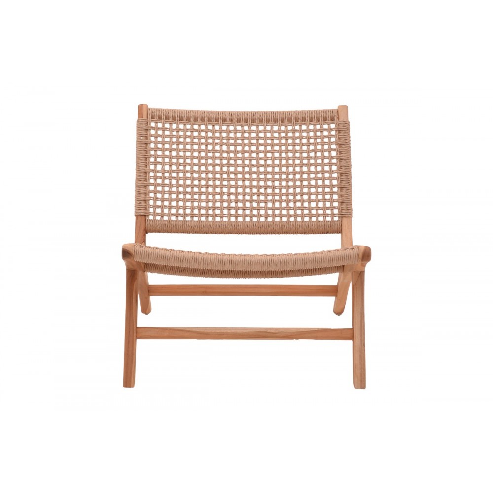 Πολυθρόνα "BEATRICE" από ξύλο/σχοινί σε φυσικό χρώμα 65x78x68