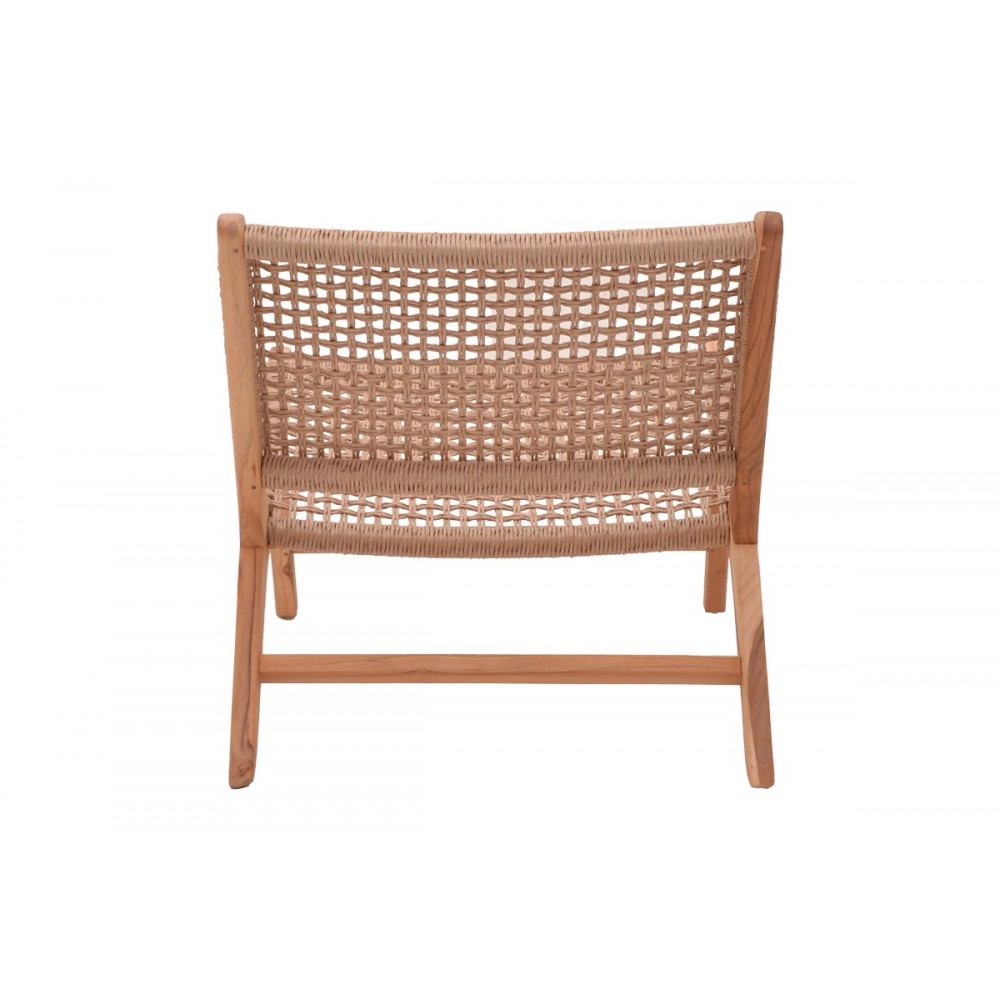 Πολυθρόνα "BEATRICE" από ξύλο/σχοινί σε φυσικό χρώμα 65x78x68
