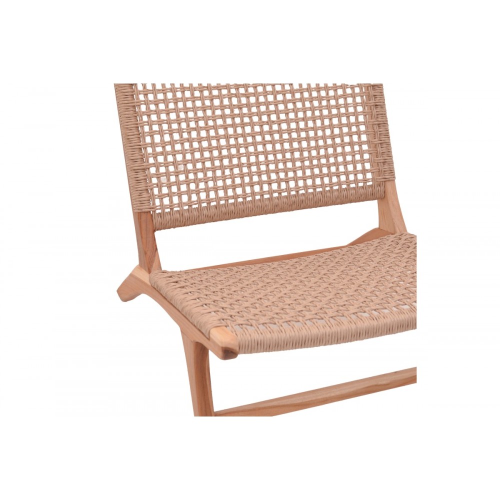 Πολυθρόνα "BEATRICE" από ξύλο/σχοινί σε φυσικό χρώμα 65x78x68