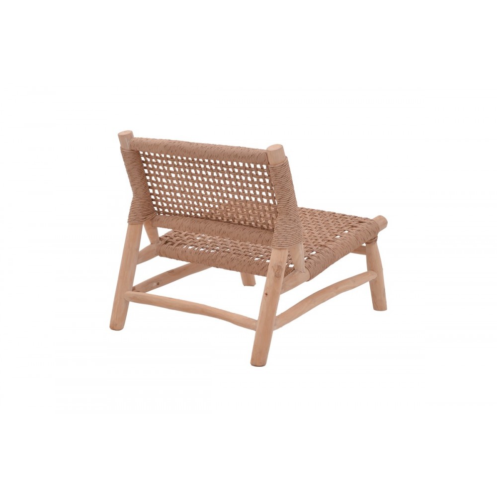 Πολυθρόνα "WANDERLENE" από ξύλο/σχοινί σε φυσικό χρώμα 67x79x68