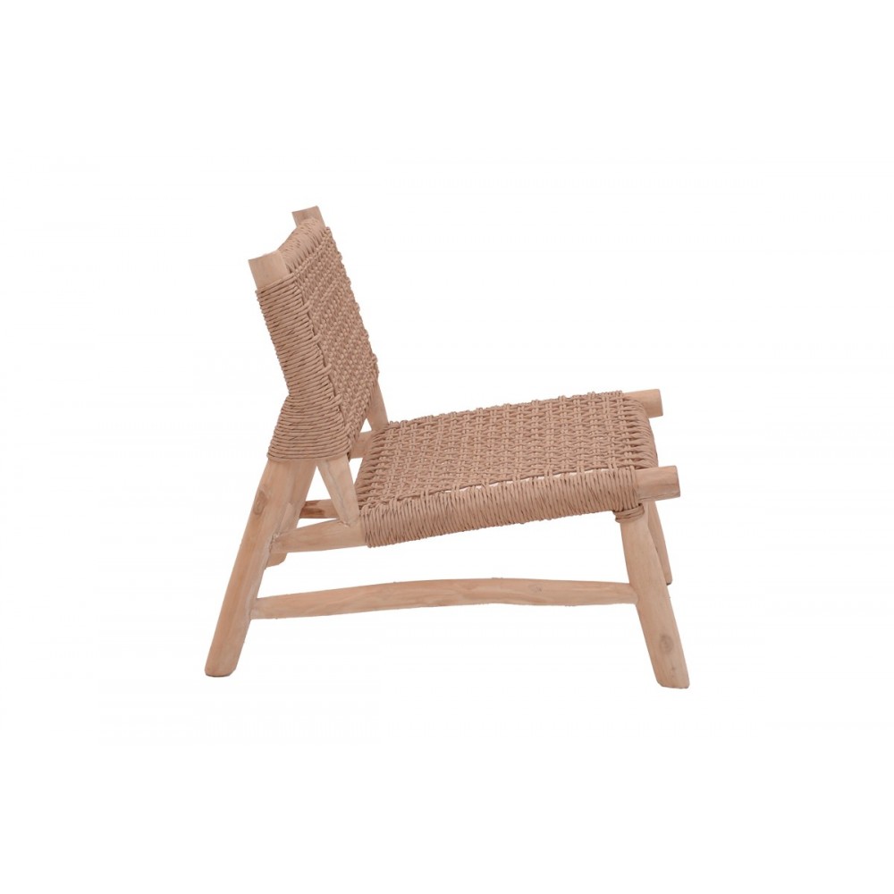 Πολυθρόνα "WANDERLENE" από ξύλο/σχοινί σε φυσικό χρώμα 67x79x68