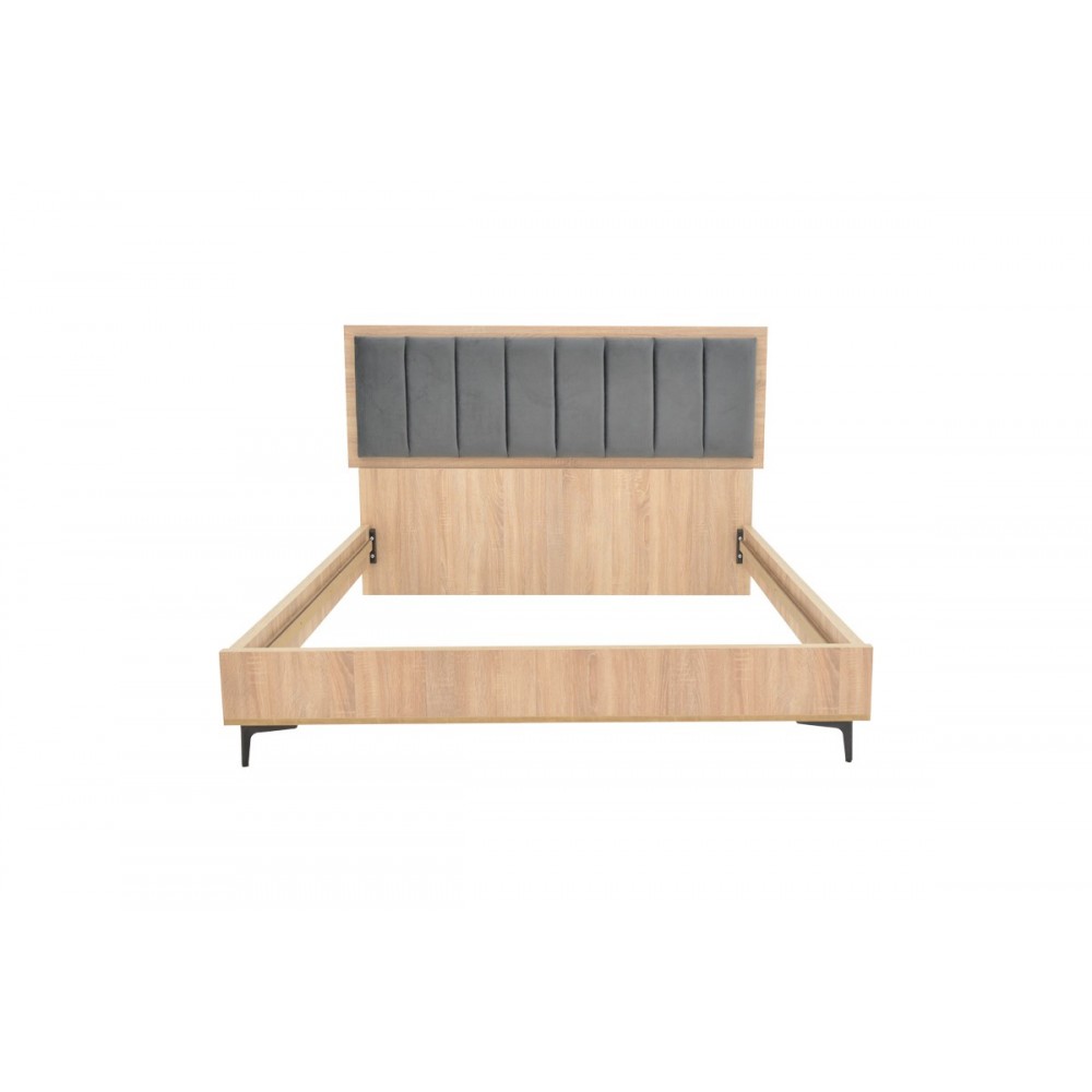 Κρεβάτι διπλό "MONACOL" σε φυσικό/ανθρακί χρώμα 169x210x116