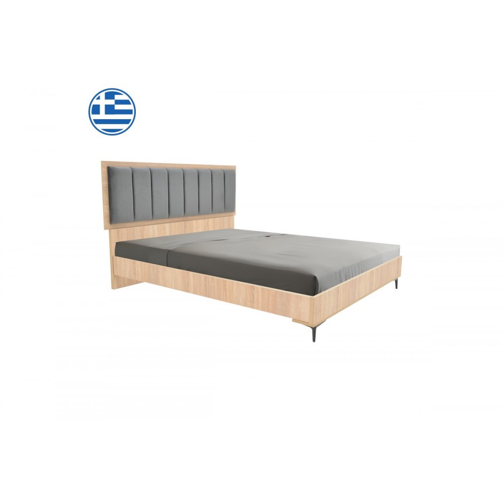 Κρεβάτι διπλό "MONACOL" σε φυσικό/ανθρακί χρώμα 169x210x116