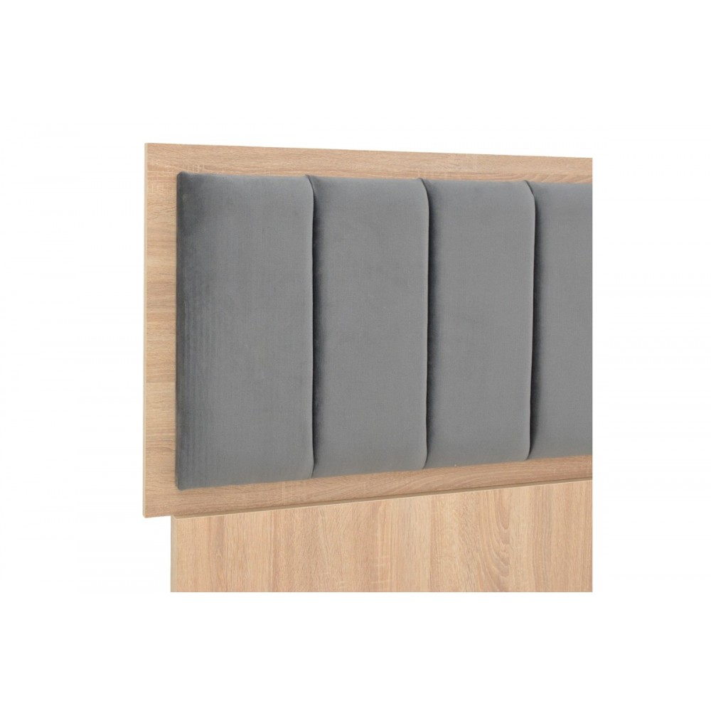 Κρεβάτι διπλό "MONACOL" σε φυσικό/ανθρακί χρώμα 169x210x116