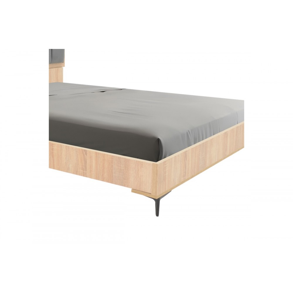 Κρεβάτι διπλό "MONACOL" σε φυσικό/ανθρακί χρώμα 169x210x116