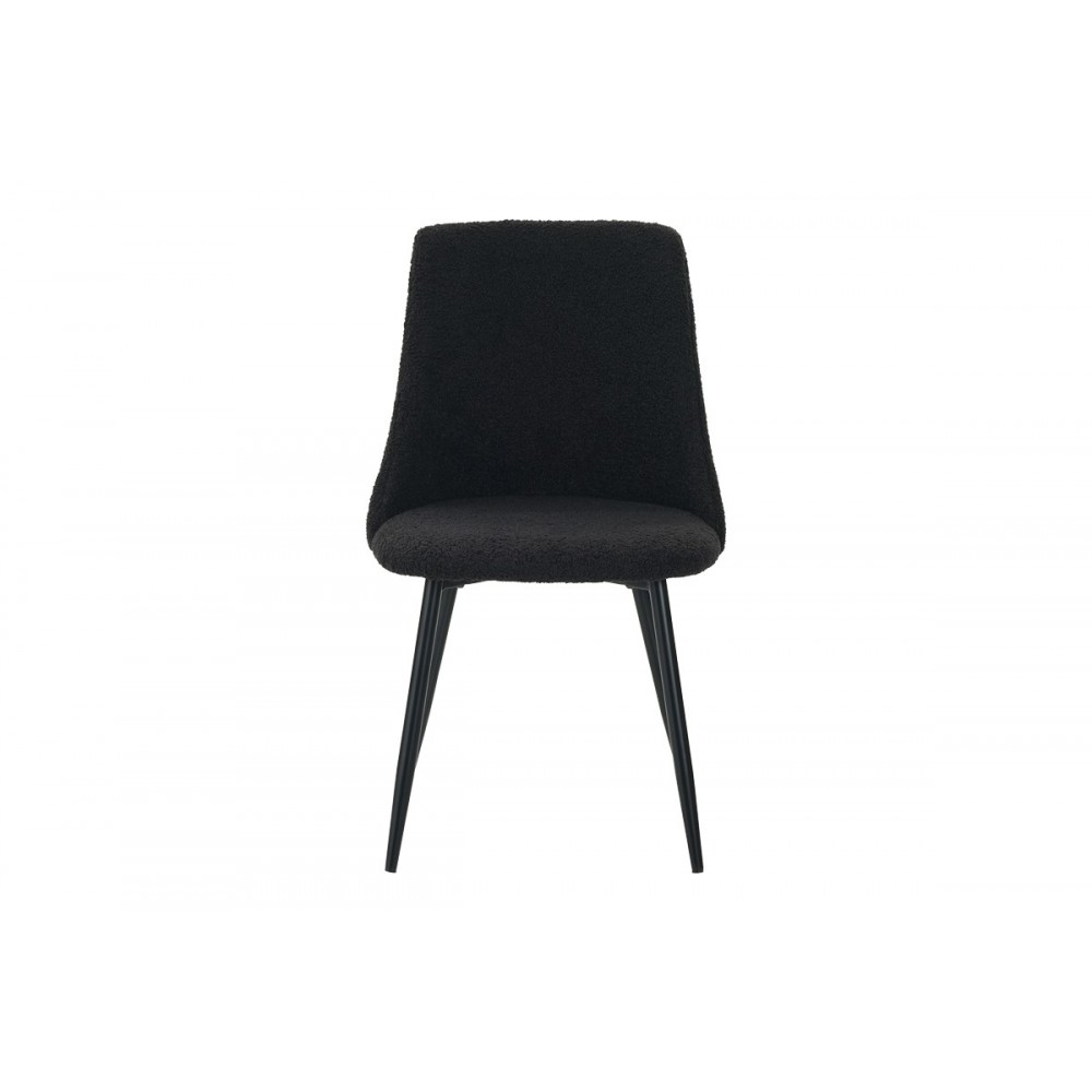 Καρέκλα "GISELLE" από μπουκλέ ύφασμα/μέταλλο σε μαύρο χρώμα 51x52x82