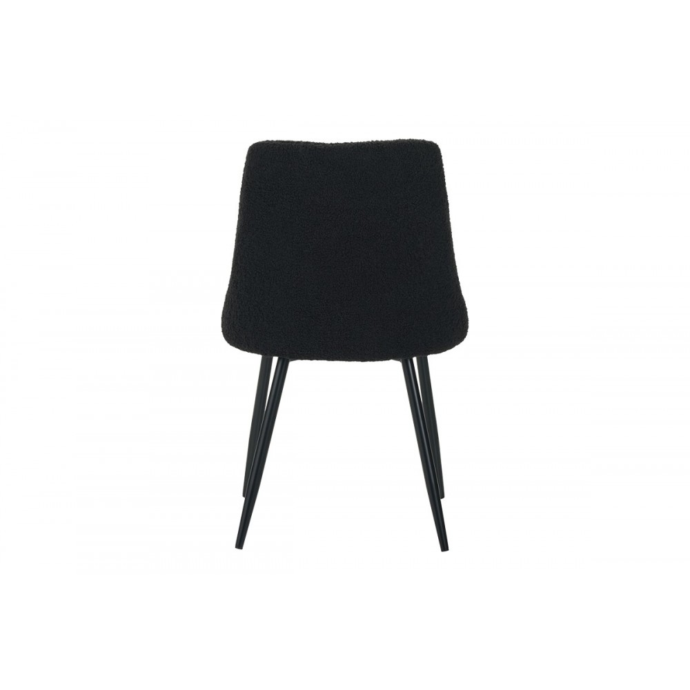 Καρέκλα "GISELLE" από μπουκλέ ύφασμα/μέταλλο σε μαύρο χρώμα 51x52x82