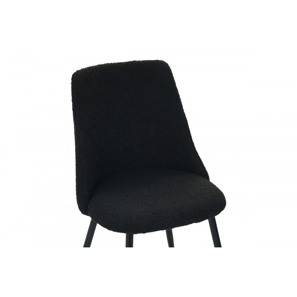 Καρέκλα "GISELLE" από μπουκλέ ύφασμα/μέταλλο σε μαύρο χρώμα 51x52x82