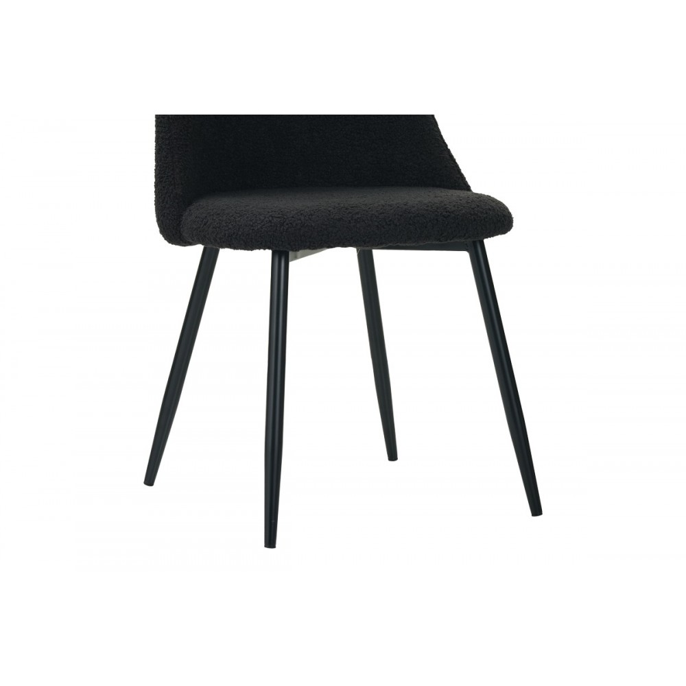 Καρέκλα "GISELLE" από μπουκλέ ύφασμα/μέταλλο σε μαύρο χρώμα 51x52x82