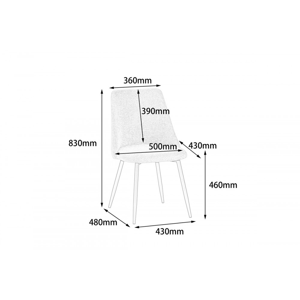 Καρέκλα "GISELLE" από μπουκλέ ύφασμα/μέταλλο σε μαύρο χρώμα 51x52x82