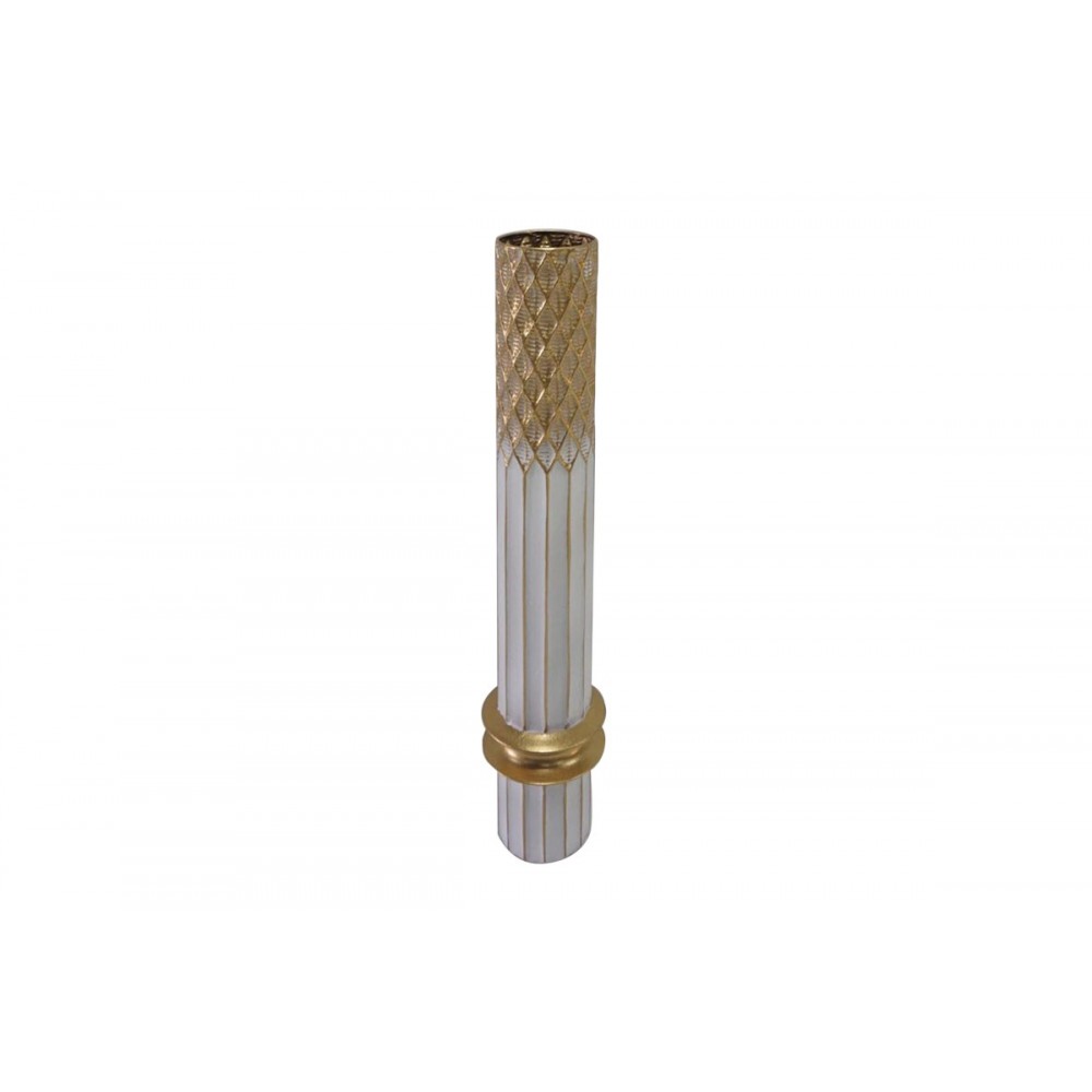 Διακοσμητικό βάζο δαπέδου "BRUNA" από μέταλλο σε χρυσό/λευκό χρώμα Φ15.2x76.5