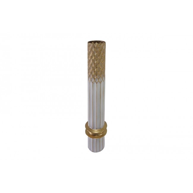 Διακοσμητικό βάζο δαπέδου "BRUNA" από μέταλλο σε χρυσό/λευκό χρώμα Φ15.2x76.5