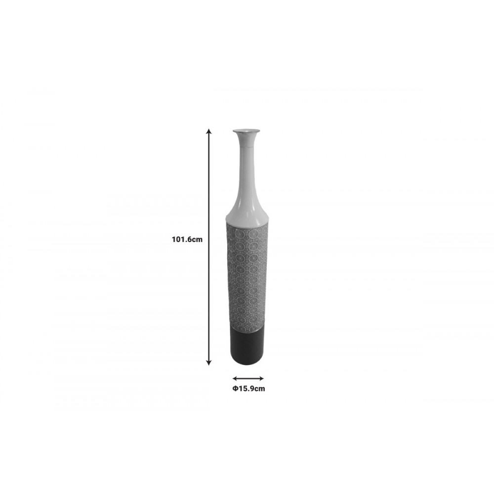 Διακοσμητικό βάζο δαπέδου "SEMPLE" από μέταλλο σε γκρι/λευκό χρώμα Φ15.9x101.6