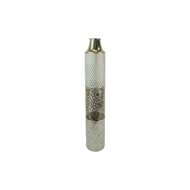 Διακοσμητικό βάζο δαπέδου "TECNA" από μέταλλο σε χρυσό/λευκό χρώμα Φ14.6x81.3