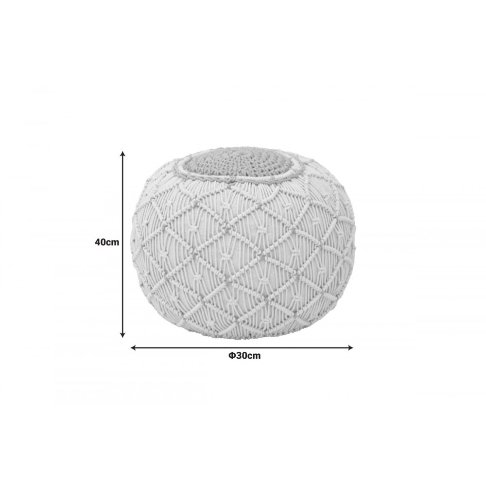 Σκαμπό-πουφ "BOHA" από γιούτα σε λευκό/κίτρινο χρώμα Φ40x30