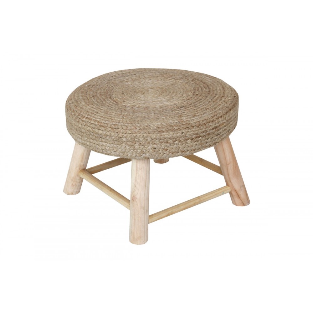 Σκαμπό "BOSCO" από γιούτα/ξύλο σε φυσικό χρώμα Φ45x40