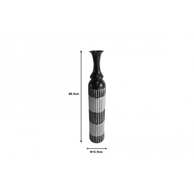 Διακοσμητικό βάζο δαπέδου "THUND" από μέταλλο σε μαύρο/φυσικό χρώμα Φ15.9x88.9