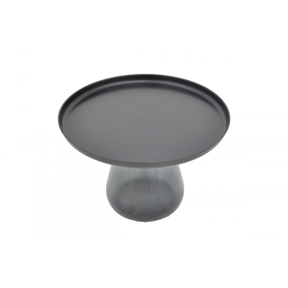 Βοηθητικό τραπέζι "LAFO" από μέταλλο/γυαλί σε μαύρο χρώμα Φ60x42