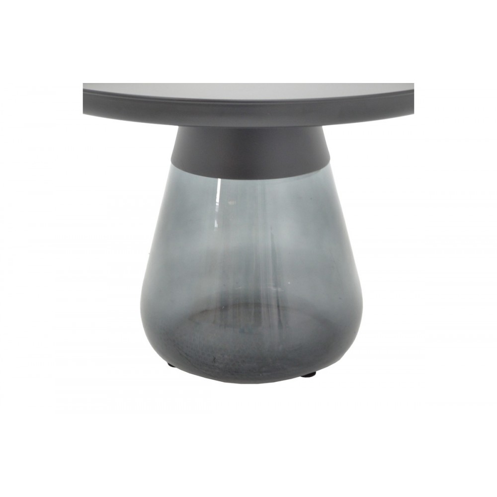 Βοηθητικό τραπέζι "LAFO" από μέταλλο/γυαλί σε μαύρο χρώμα Φ60x42