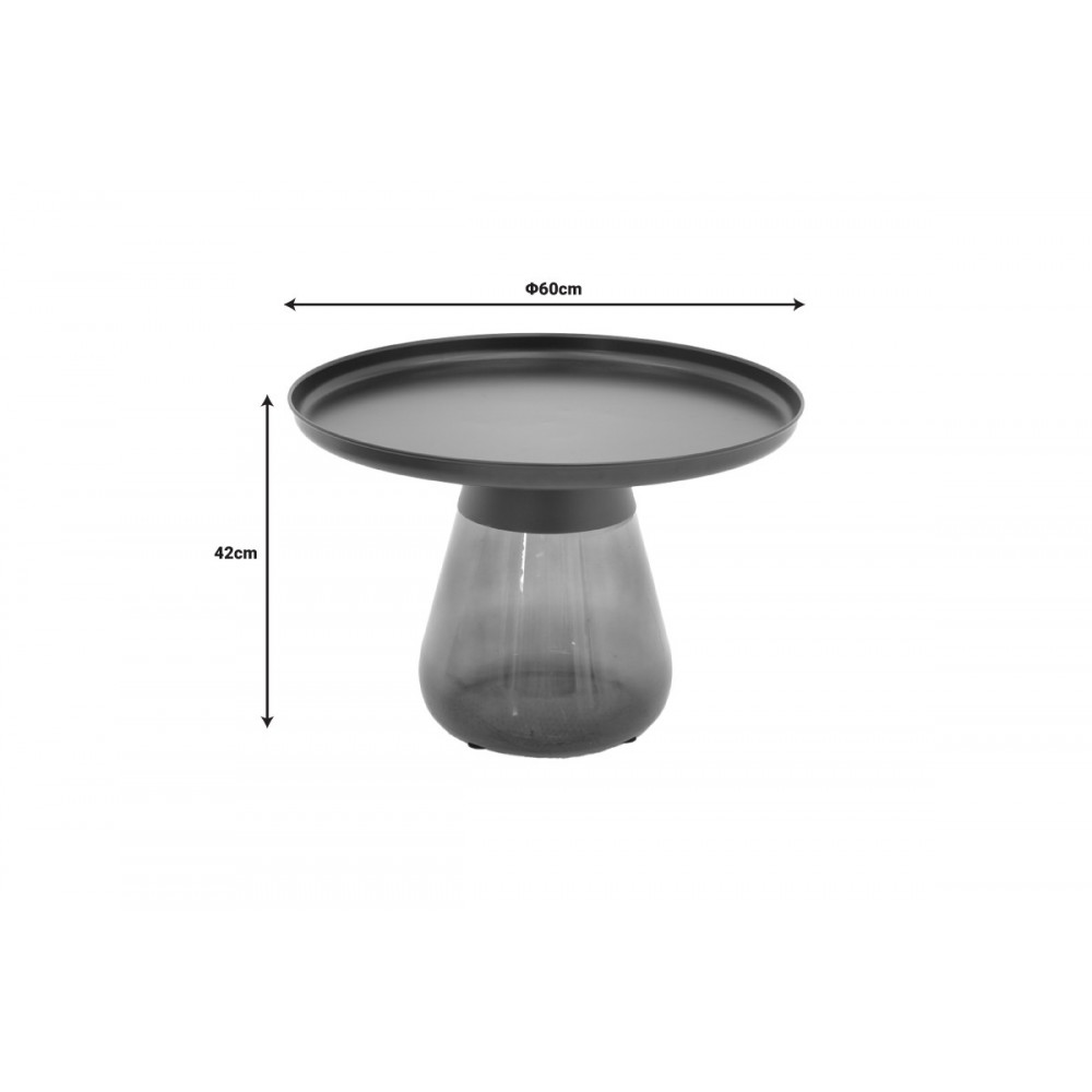 Βοηθητικό τραπέζι "LAFO" από μέταλλο/γυαλί σε μαύρο χρώμα Φ60x42