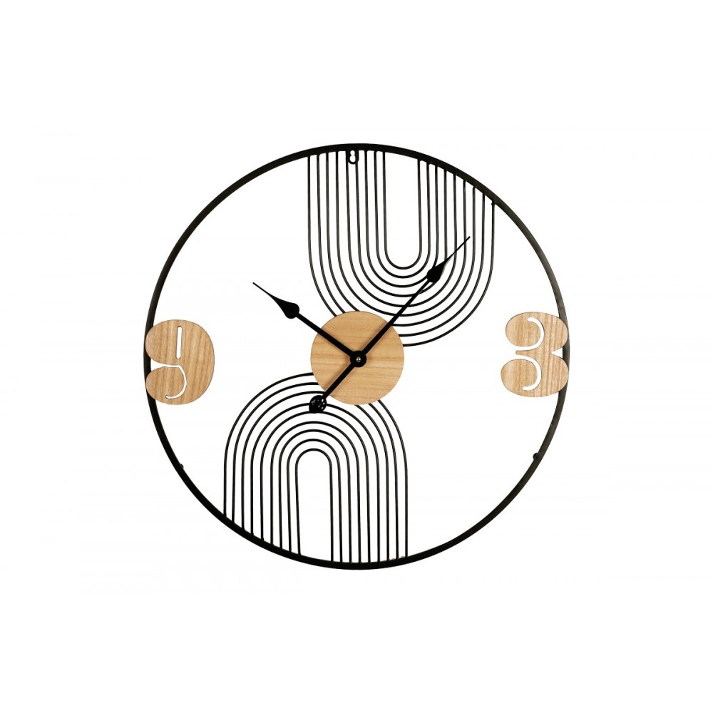 Ρολόι τοίχου "TANEL" από μέταλλο σε μαύρο/φυσικό χρώμα 60x2.5x60