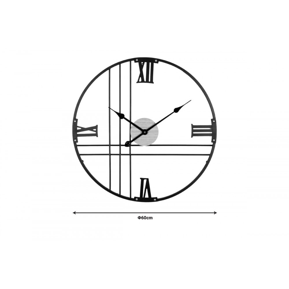 Ρολόι τοίχου "LATINE" από μέταλλο σε μαύρο χρώμα 60x2.5x60