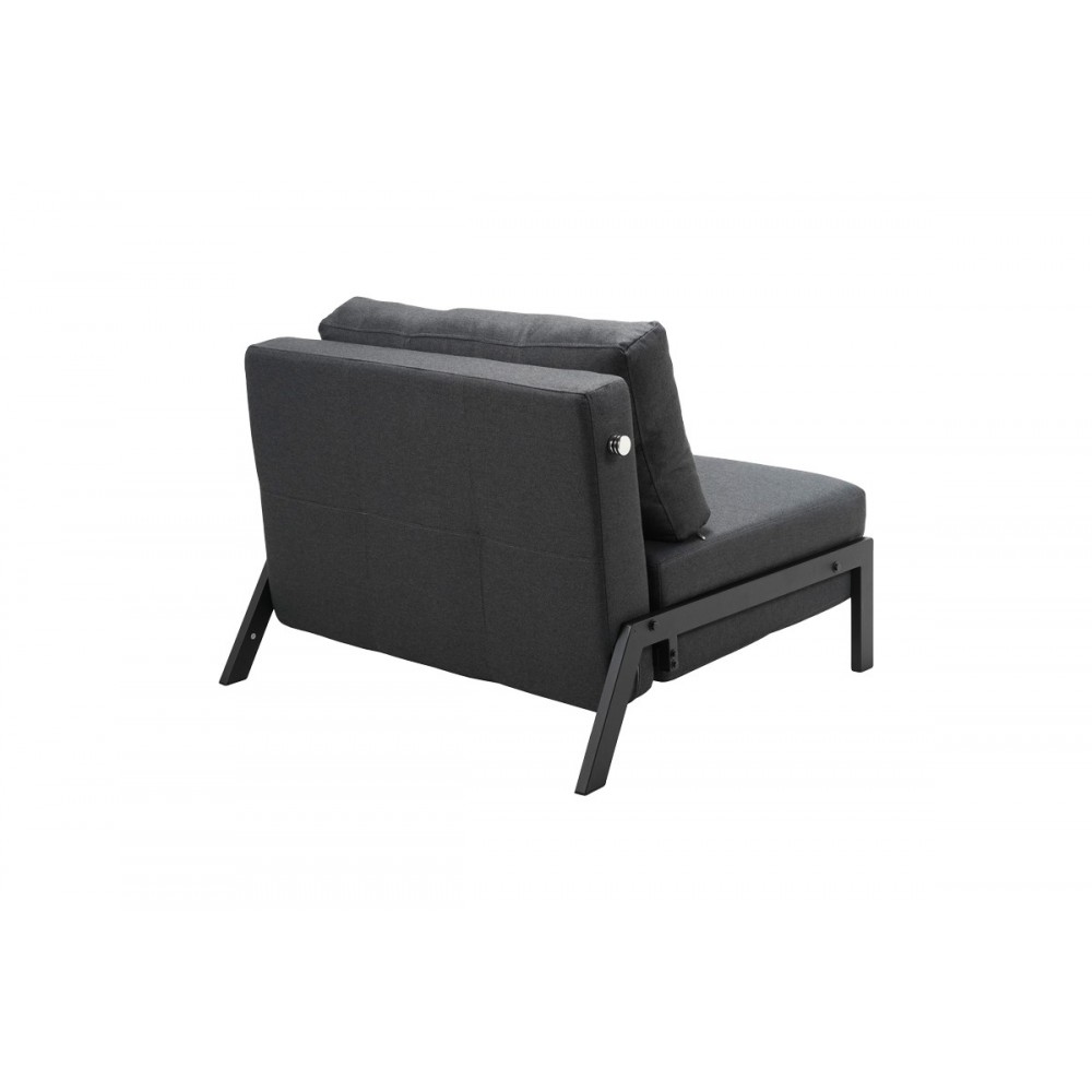 Πολυθρόνα-κρεβάτι "FANCY" από ύφασμα/μέταλλο σε ανθρακί/μαύρο χρώμα 95x98x70