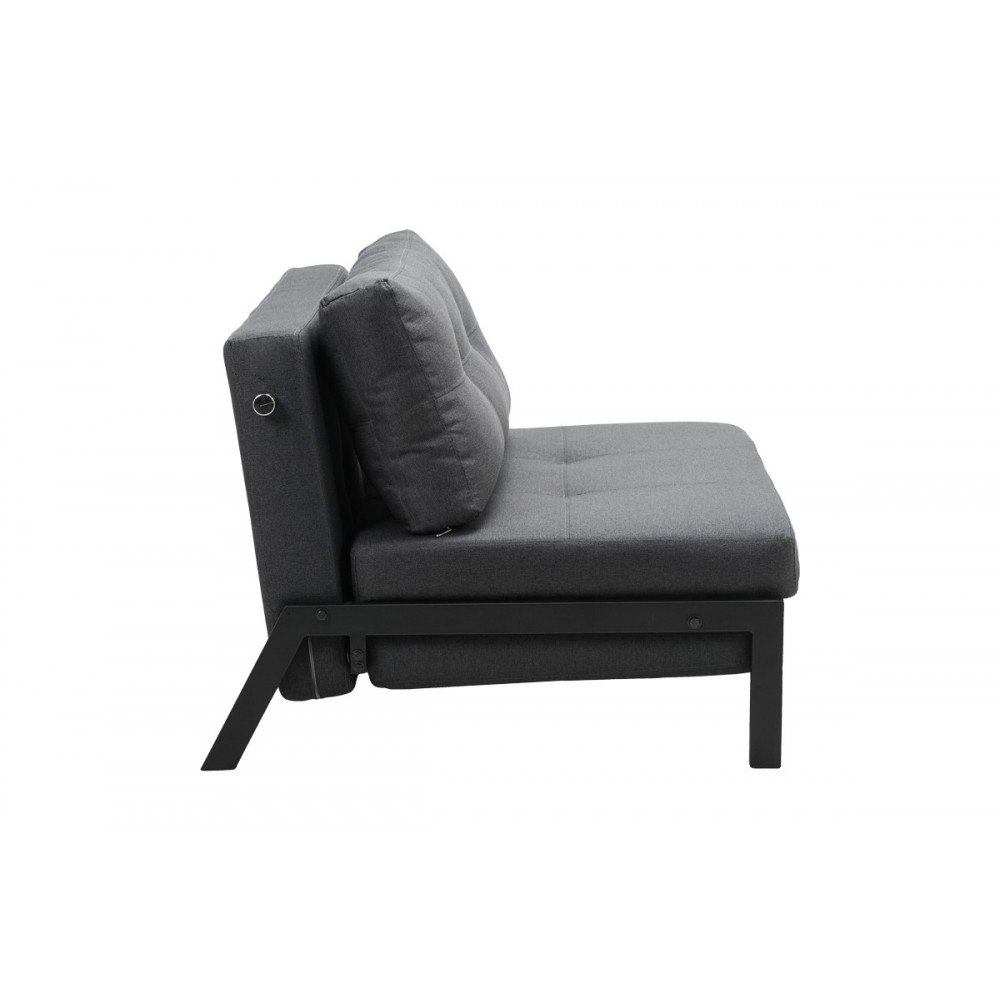 Πολυθρόνα-κρεβάτι "FANCY" από ύφασμα/μέταλλο σε ανθρακί/μαύρο χρώμα 95x98x70