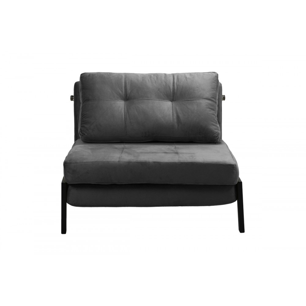 Πολυθρόνα-κρεβάτι "FANCY" από ύφασμα βελούδο/μέταλλο σε ανθρακί/μαύρο χρώμα 95x98x70