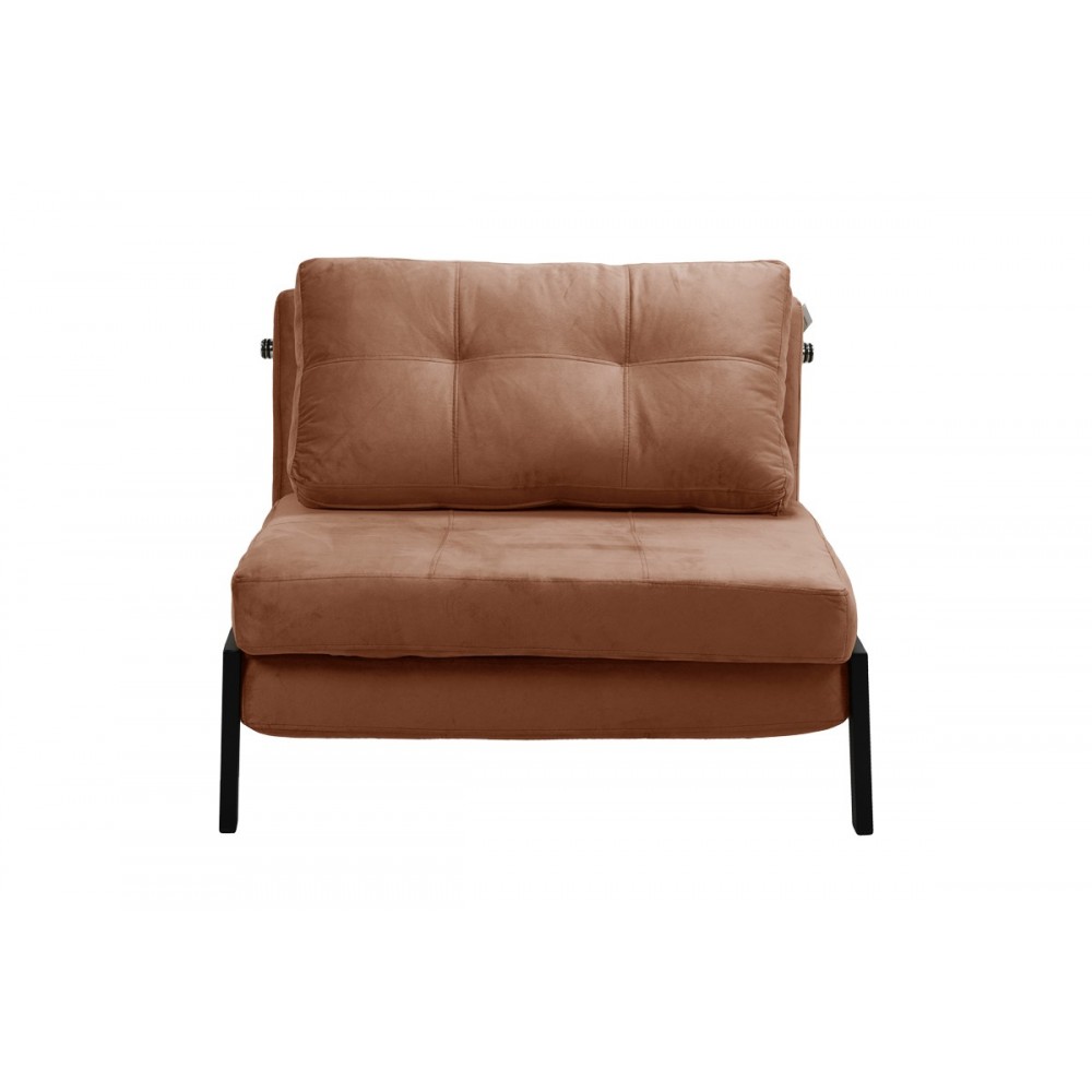 Πολυθρόνα-κρεβάτι "FANCY" από ύφασμα βελόυδο/μέταλλο σε σάπιο μήλο/μαύρο χρώμα 95x98x70