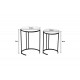 Boηθητικά τραπέζια 2τμχ "LUXERE" από μάρμαρο/μέταλλο σε λευκό μαρμάρου/μαύρο χρώμα Φ40x54