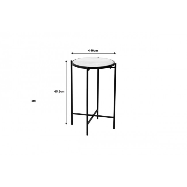 Βοηθητικό τραπέζι "LUXERE" από μέταλλο/μάρμαρο σε χρώμα μαύρο/λευκό μαρμάρου Φ40x65.5