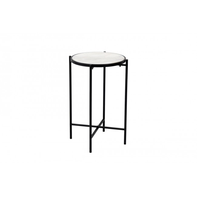 Βοηθητικό τραπέζι "LUXERE" από μέταλλο/μάρμαρο σε χρώμα μαύρο/λευκό μαρμάρου Φ40x65.5