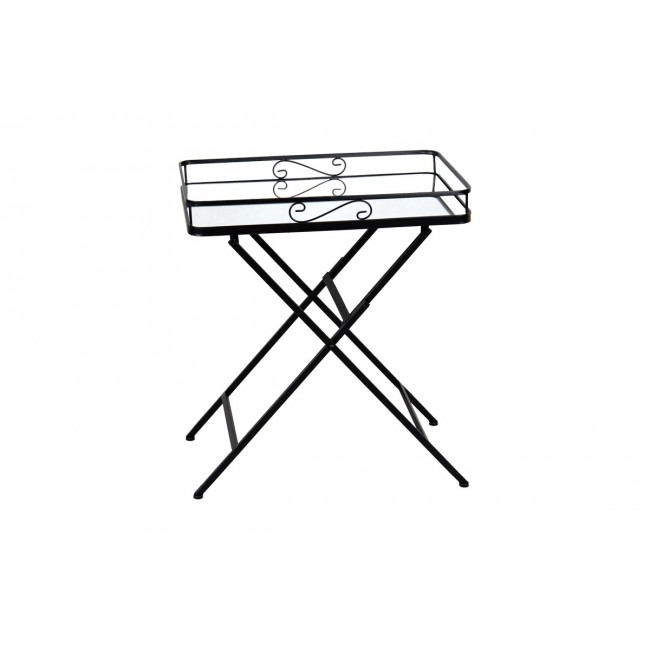 Τραπέζι "JOENE" από μέταλλο/γυαλί σε μαύρο χρώμα 60x38x68