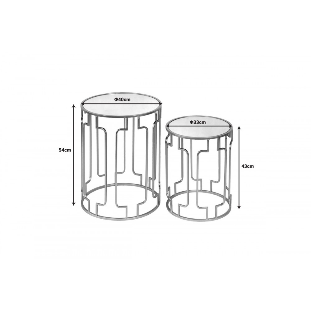 Βοηθητικά τραπέζια 2τμχ "SIENI" από μέταλλο/γυαλί σε χρυσό χρώμα Φ40x54
