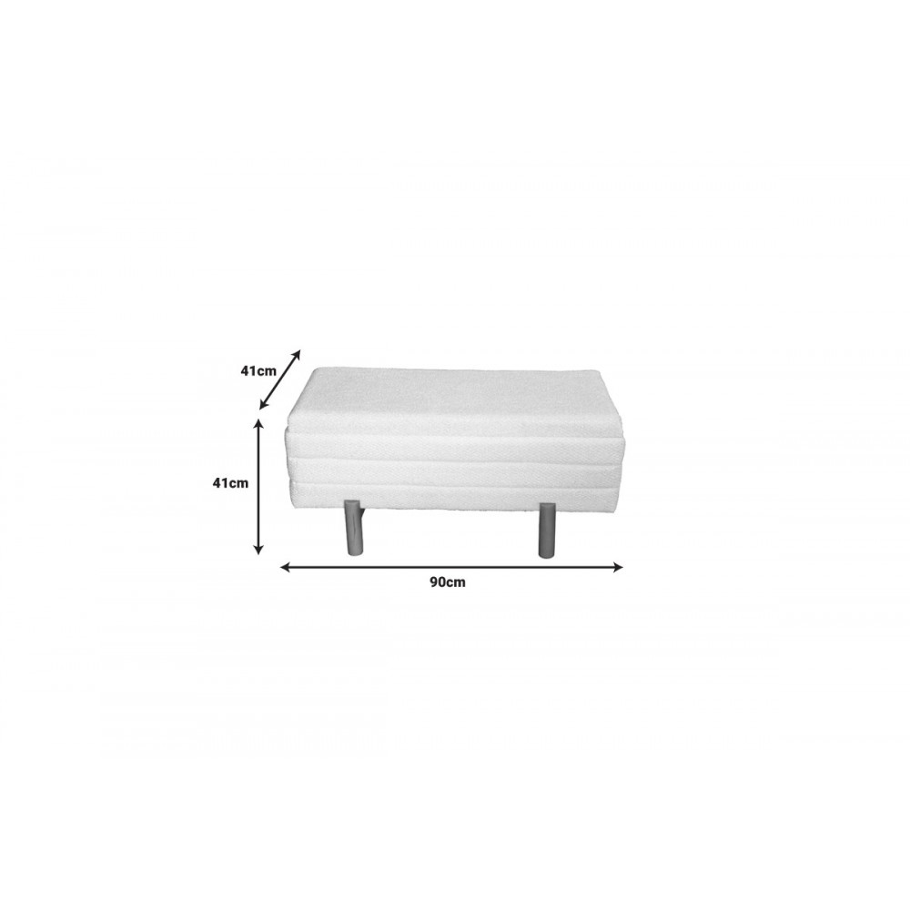 Σκαμπό μπαούλο 2τμχ "CINDY" από μπουκλέ ύφασμα σε μπεζ/λευκό χρώμα 110x50x49