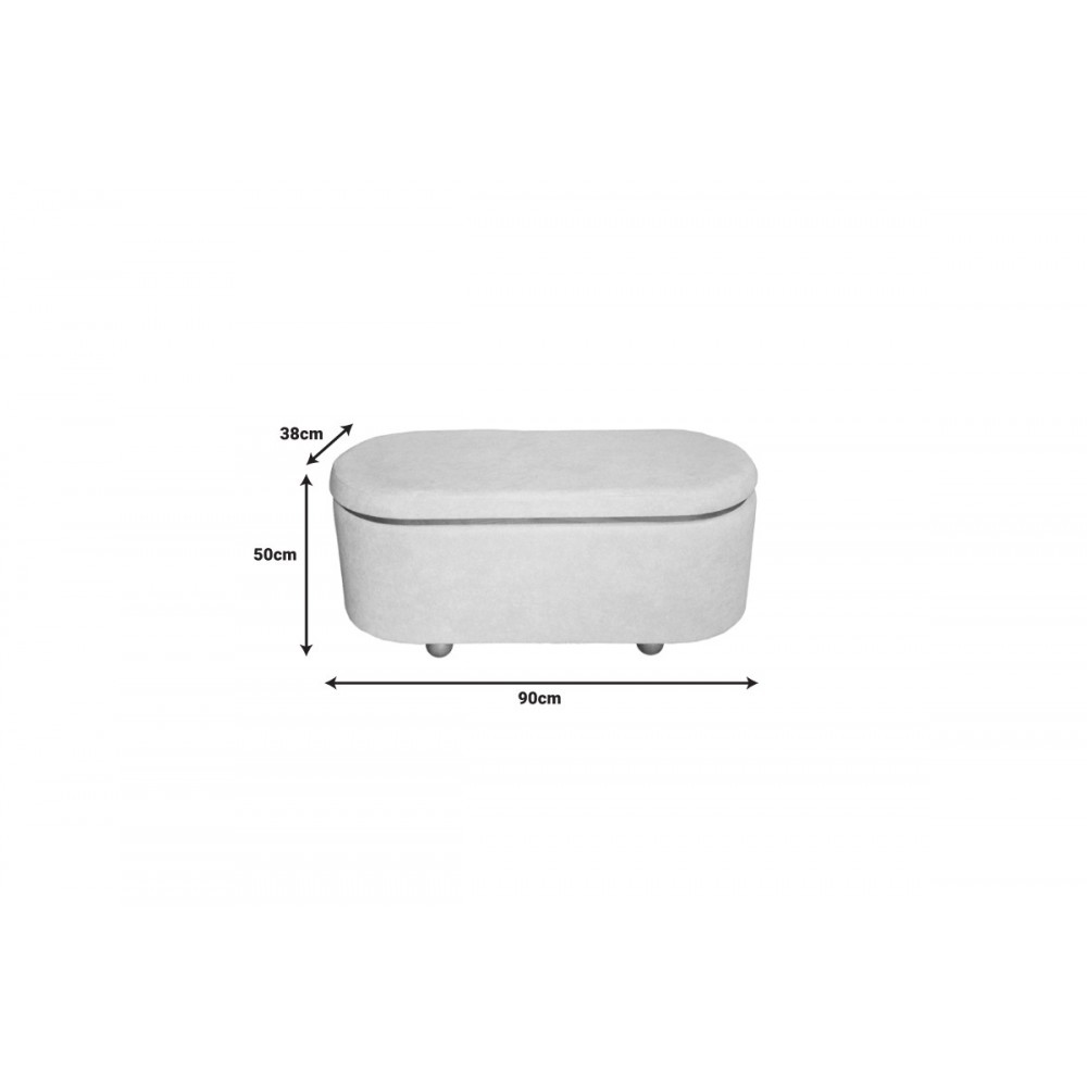 Σκαμπό μπαούλο 2τμχ "TARA" από βελούδο σε ανθρακί/γκρι χρώμα 110x45x48