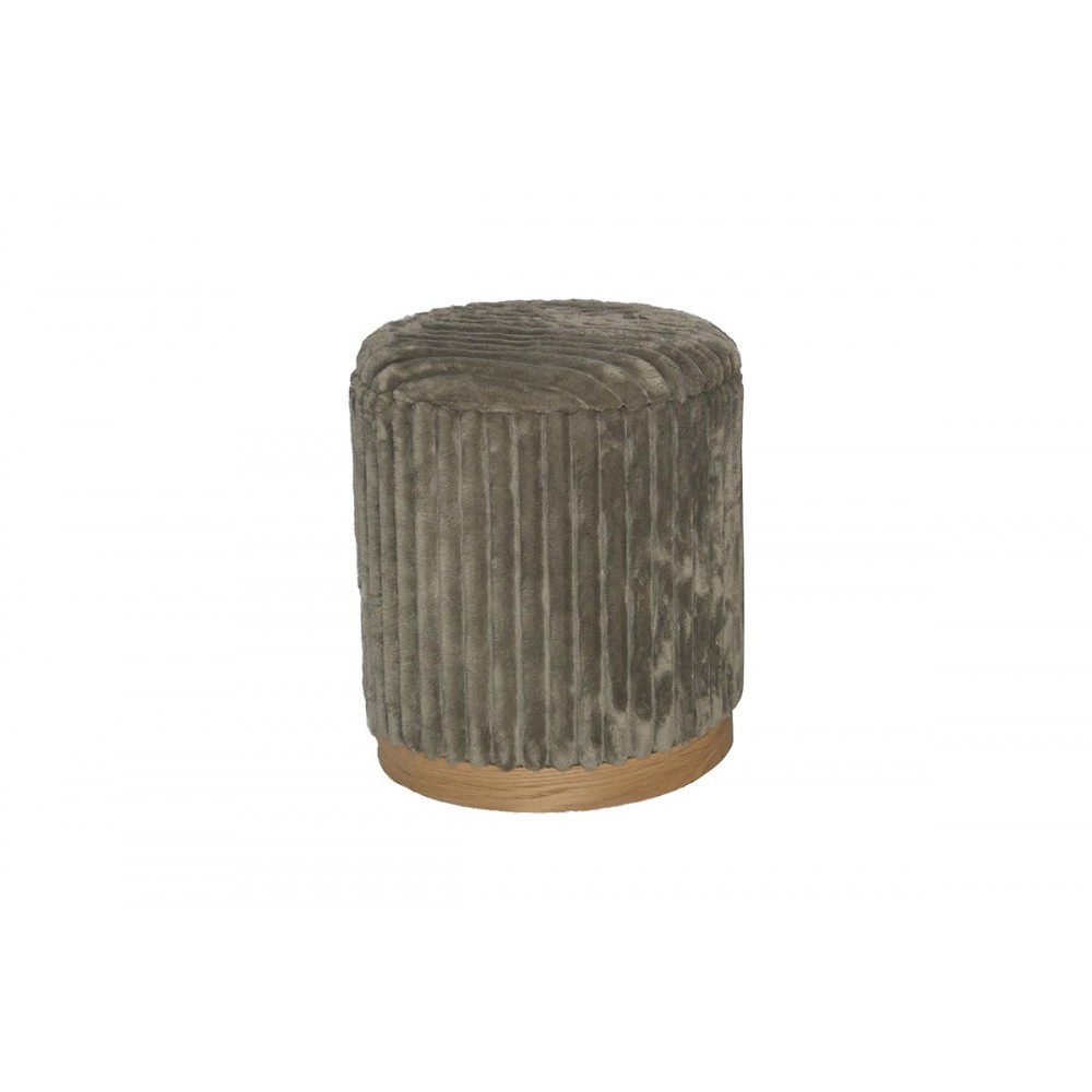 Σετ σκαμπό 2τμχ "POOFY" από μπουκλέ ύφασμα σε γκρι/λευκό χρώμα Φ40x44