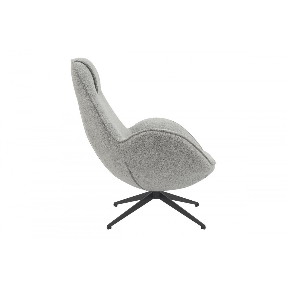 Πολυθρόνα περιστρεφόμενη "FLAGO" από μπουκλέ ύφασμα σε γκρι χρώμα 85x88x103.5