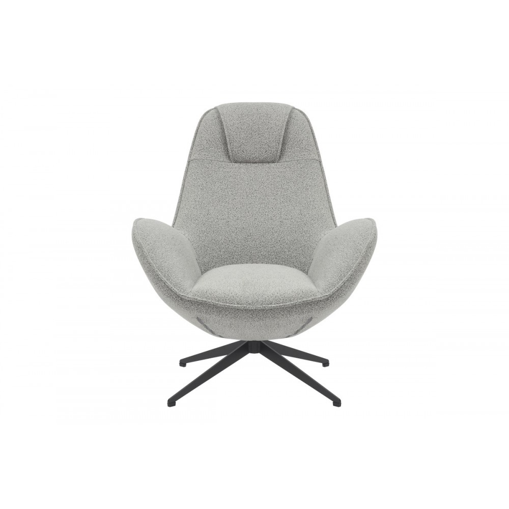 Πολυθρόνα περιστρεφόμενη "FLAGO" από μπουκλέ ύφασμα σε γκρι χρώμα 85x88x103.5