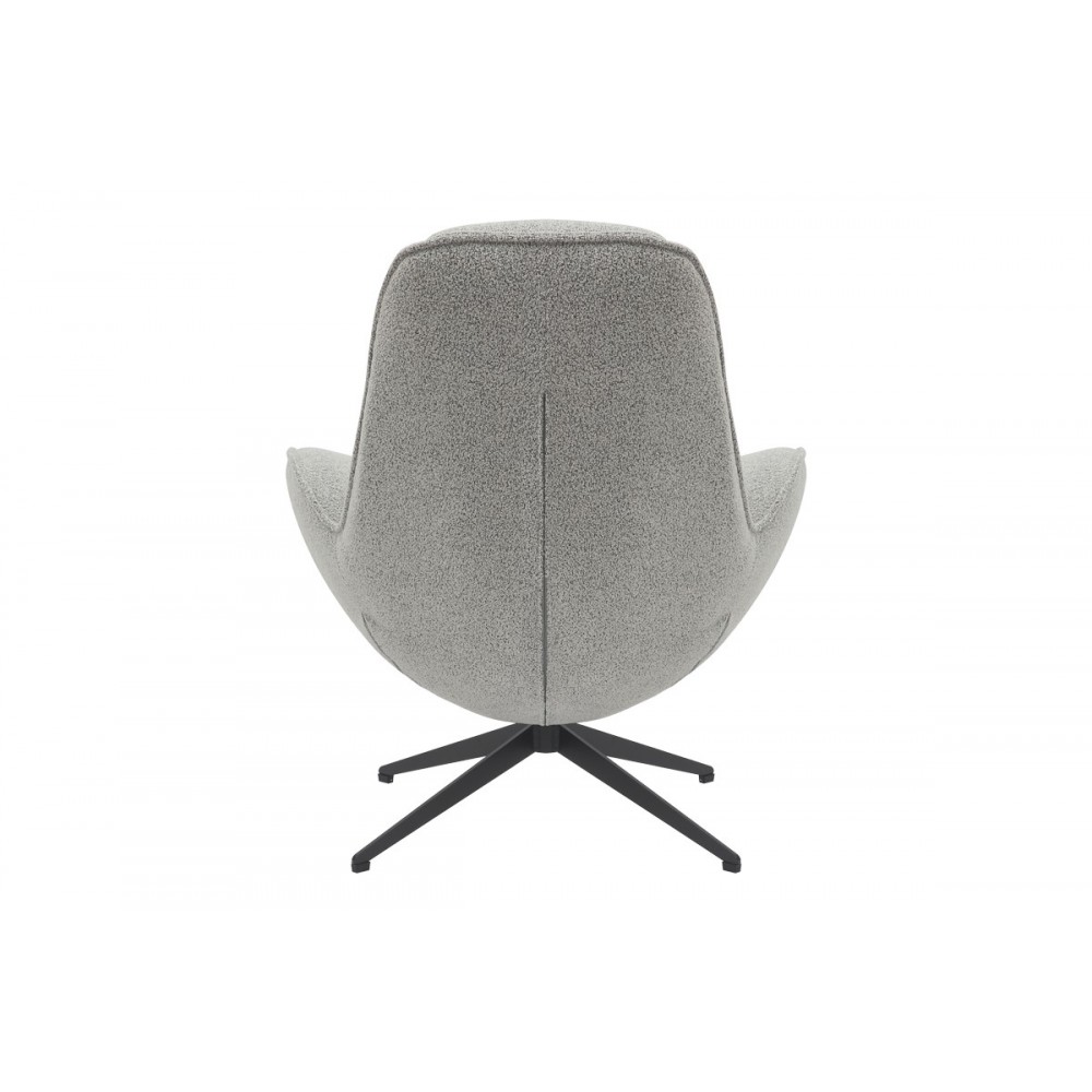 Πολυθρόνα περιστρεφόμενη "FLAGO" από μπουκλέ ύφασμα σε γκρι χρώμα 85x88x103.5
