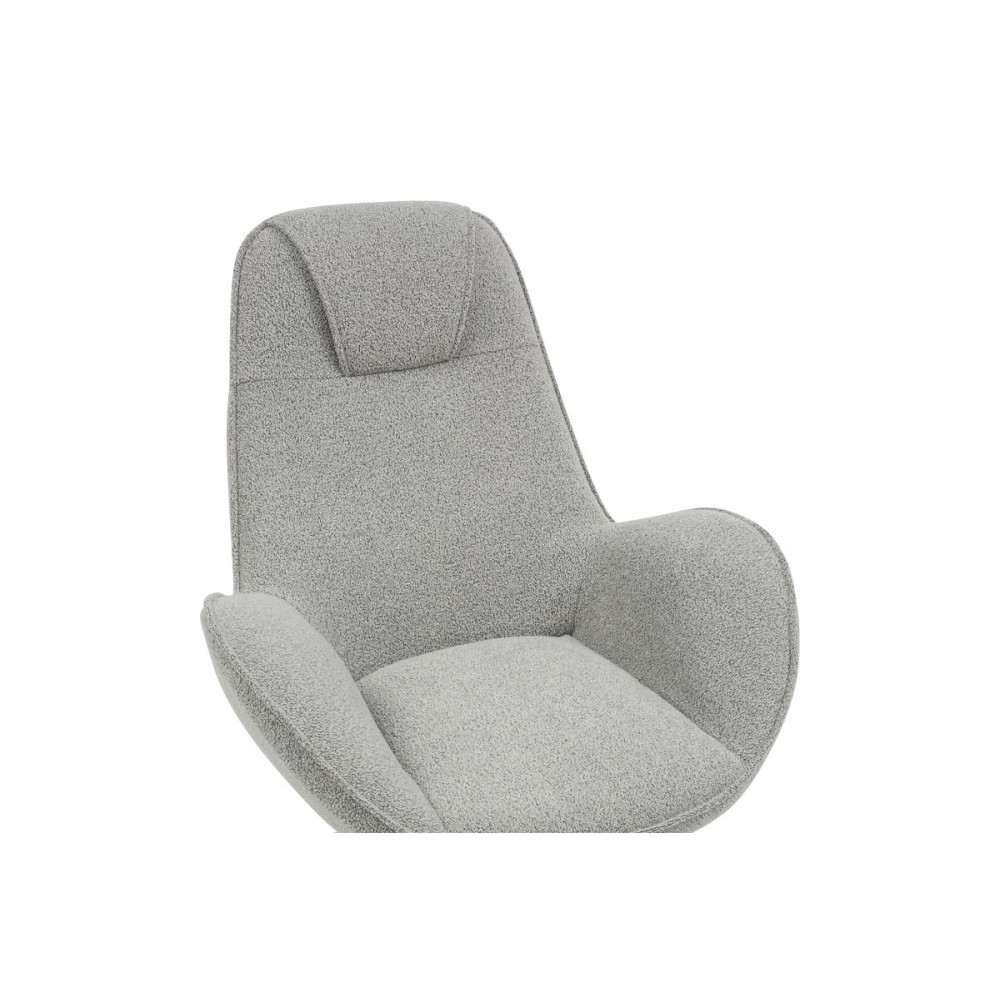 Πολυθρόνα περιστρεφόμενη "FLAGO" από μπουκλέ ύφασμα σε γκρι χρώμα 85x88x103.5