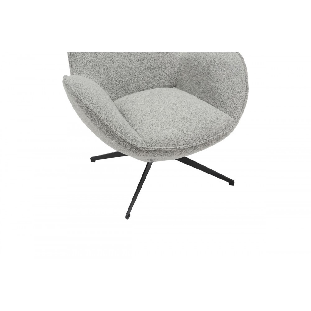 Πολυθρόνα περιστρεφόμενη "FLAGO" από μπουκλέ ύφασμα σε γκρι χρώμα 85x88x103.5
