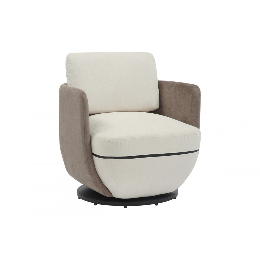 Πολυθρόνα περιστρεφόμενη "COUPA" από ύφασμα σε μπεζ χρώμα 75x77x79