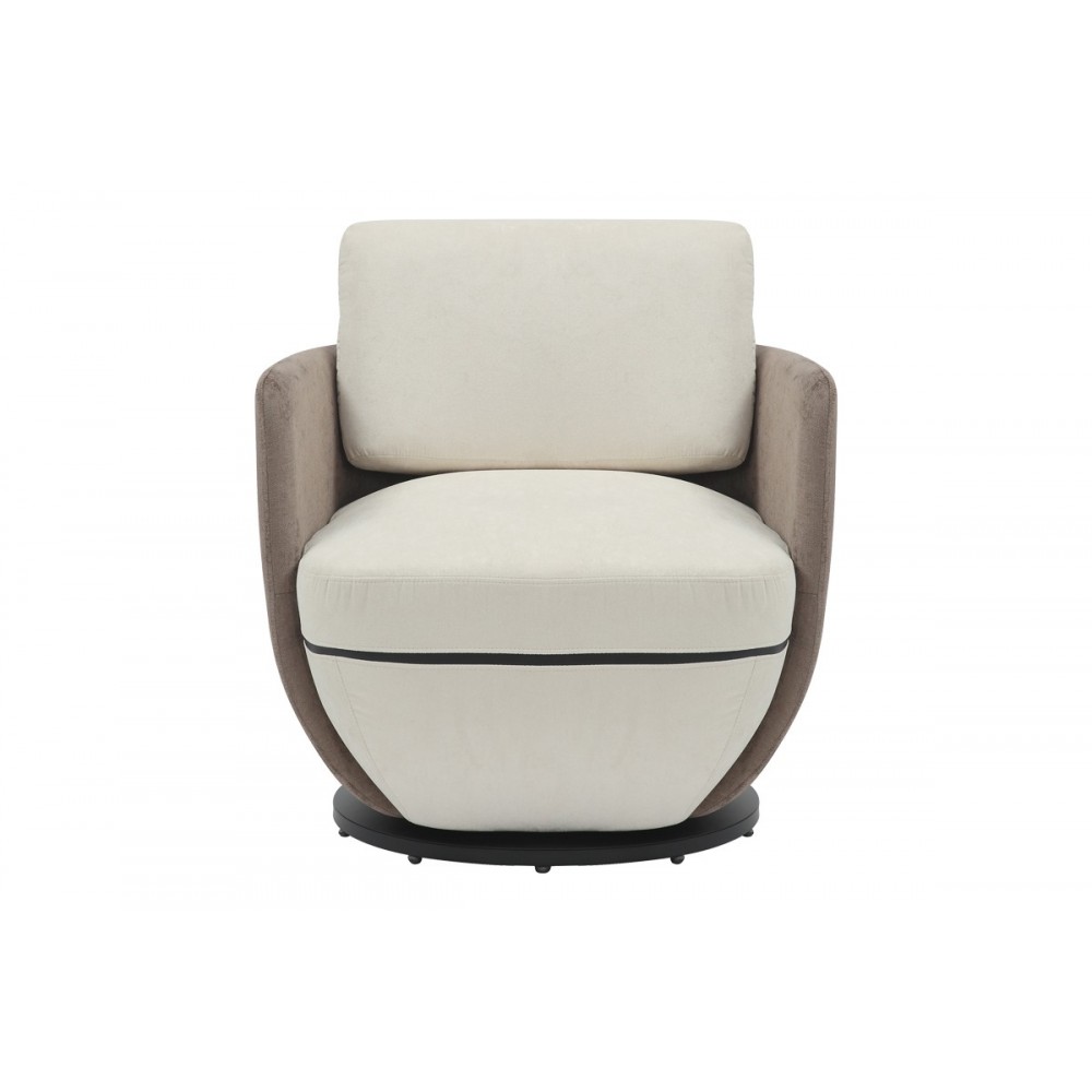 Πολυθρόνα περιστρεφόμενη "COUPA" από ύφασμα σε μπεζ χρώμα 75x77x79