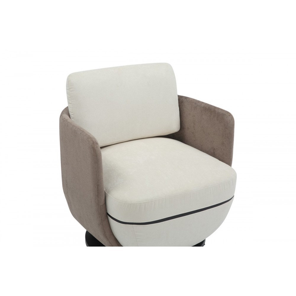 Πολυθρόνα περιστρεφόμενη "COUPA" από ύφασμα σε μπεζ χρώμα 75x77x79