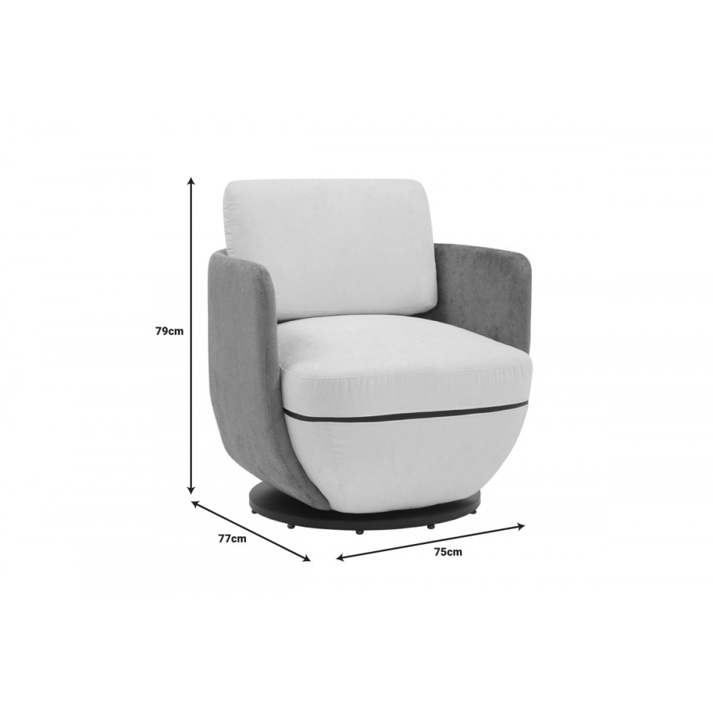 Πολυθρόνα περιστρεφόμενη "COUPA" από ύφασμα σε μπεζ χρώμα 75x77x79