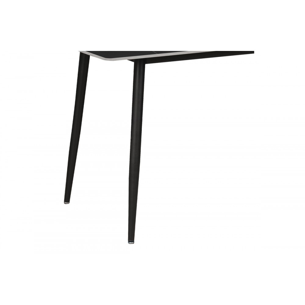 Τραπεζαρία 7τμχ "GUSTAS-BELLA" από sintered stone/ύφασμα σε μαύρο μαρμάρου/γκρι χρώμα 160x80x75