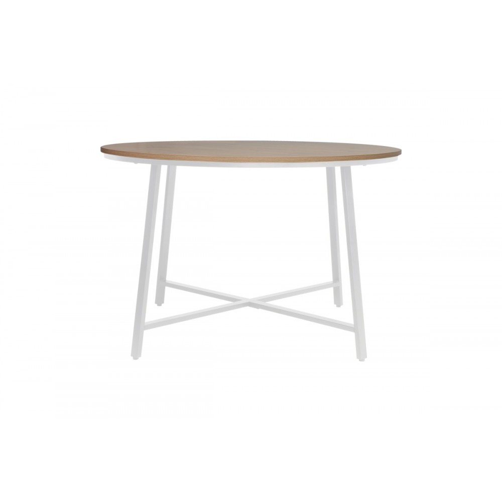 Τραπέζι "GIANNO" από μέταλλο σε φυσικό/λευκό χρώμα Φ120x76