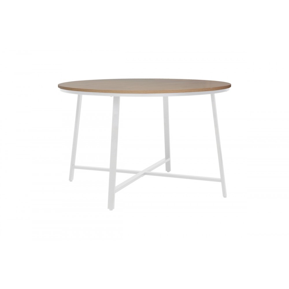 Τραπέζι "GIANNO" από μέταλλο σε φυσικό/λευκό χρώμα Φ120x76